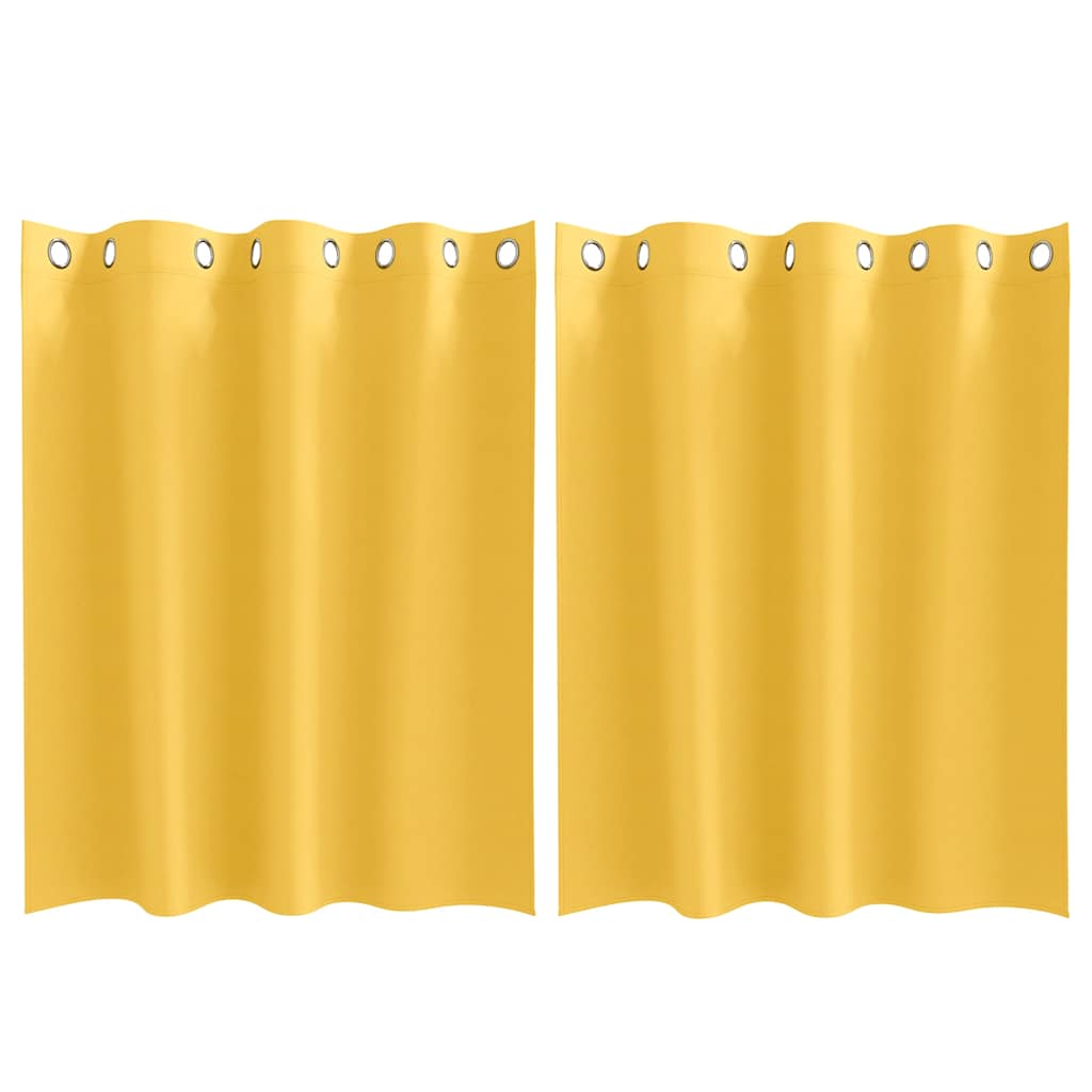 Tende Blackout con Anelli 2 pz Giallo Senape 140 x 140 cm