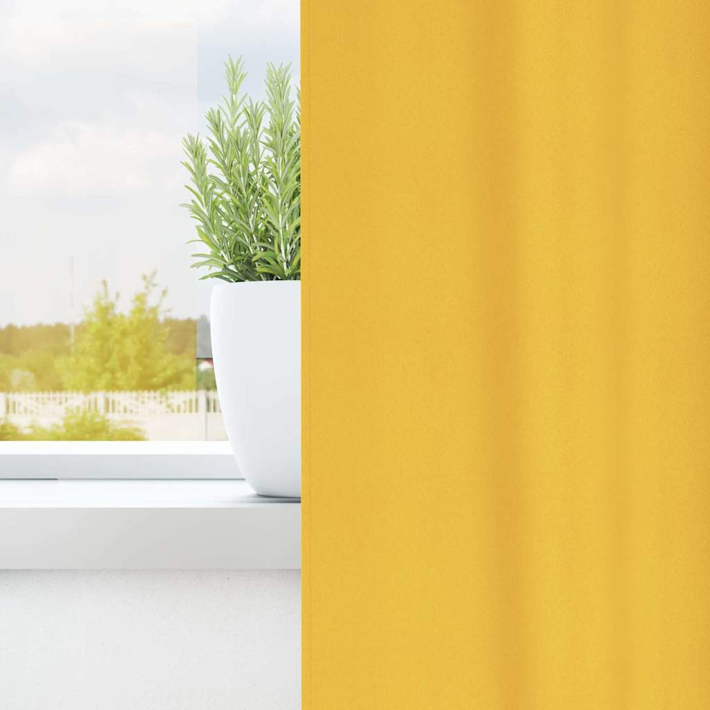 Tende Blackout con Anelli 2 pz Giallo Senape 245 x 140 cm