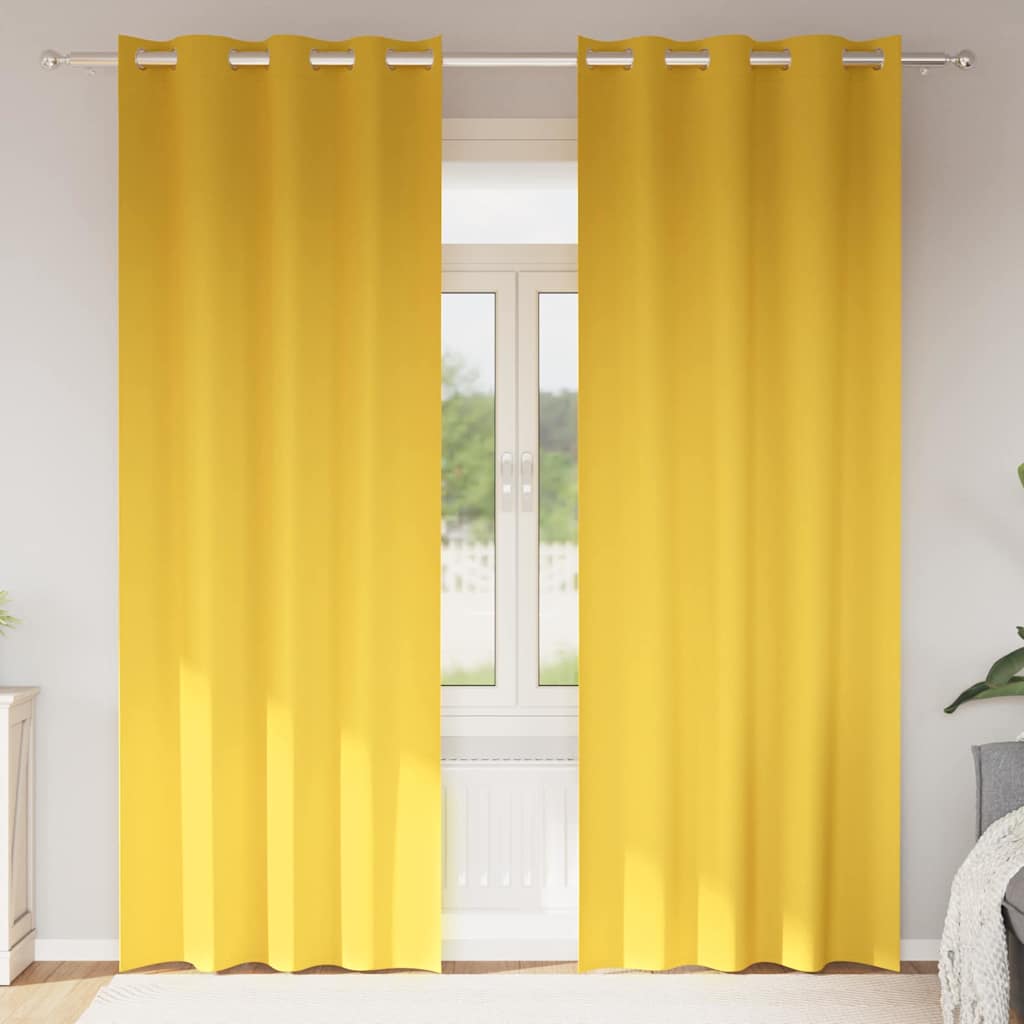 Tende Blackout con Anelli 2 pz Giallo Senape 260 x 140 cm