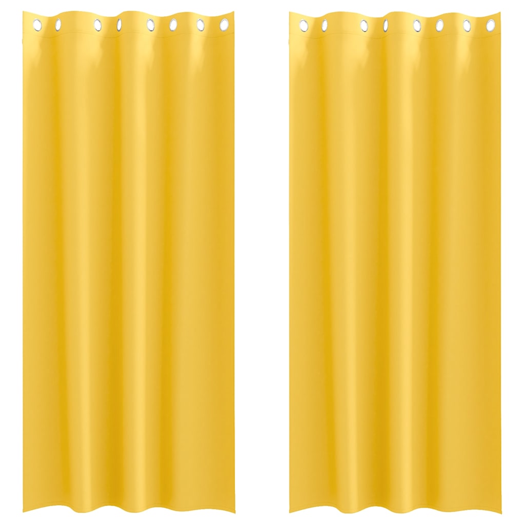 Tende Blackout con Anelli 2 pz Giallo Senape 260 x 140 cm