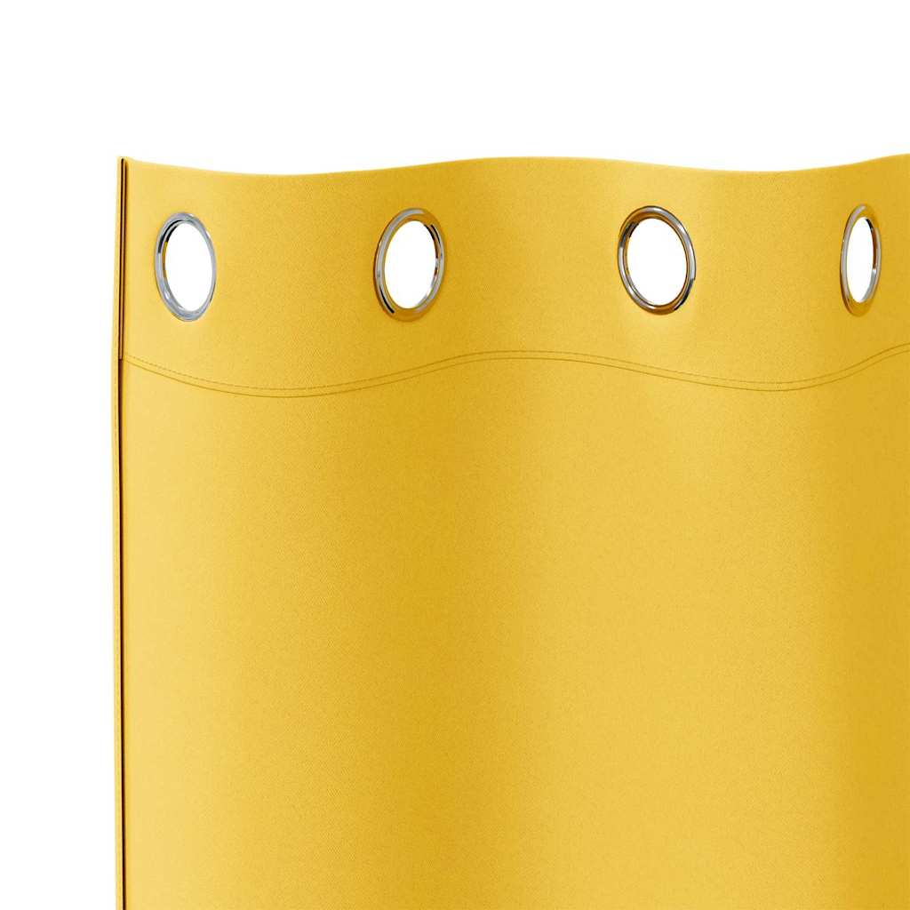 Tende Blackout con Anelli 2 pz Giallo Senape 260 x 140 cm