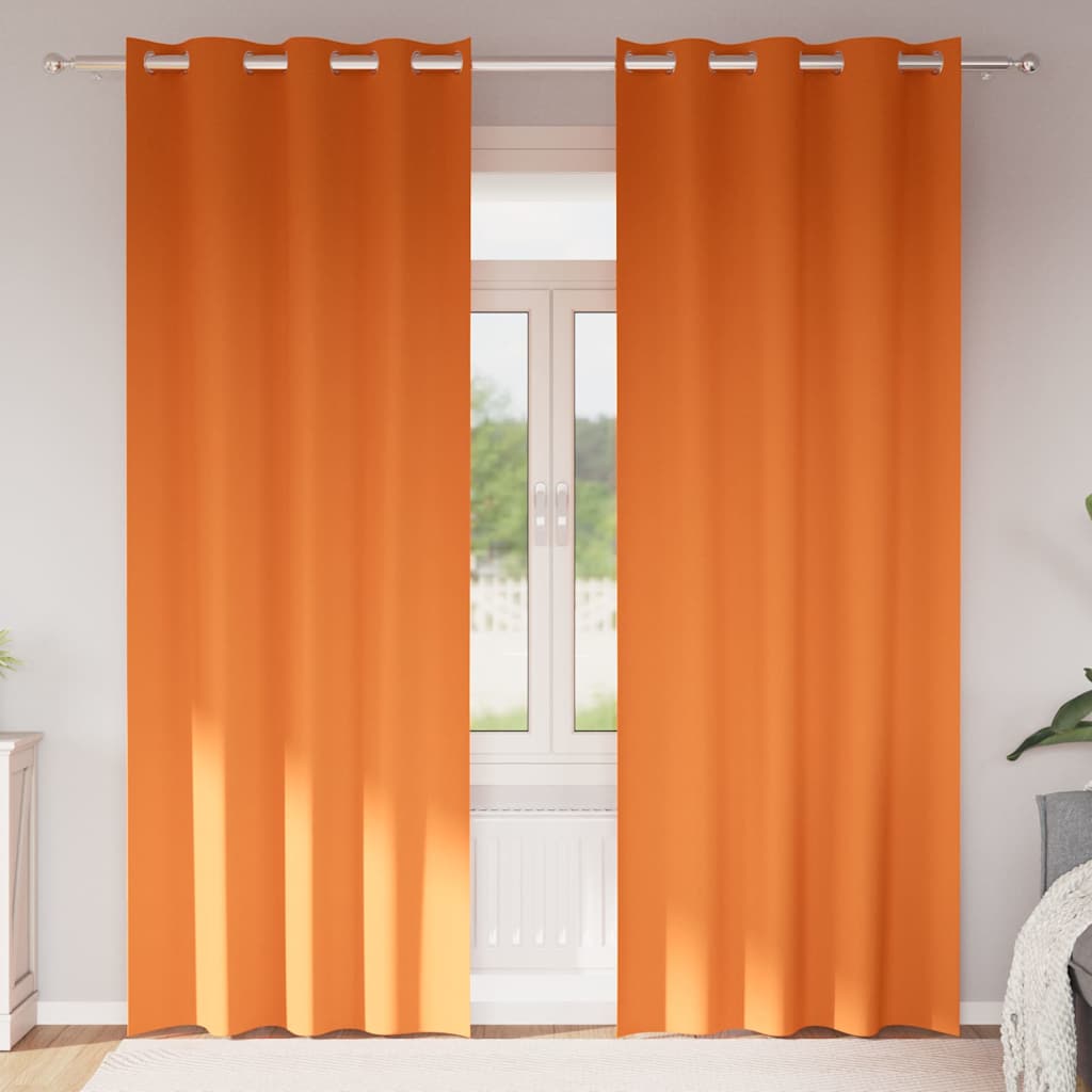 Tende Blackout con Anelli 2 pz Arancione Vivo 225 x 140 cm