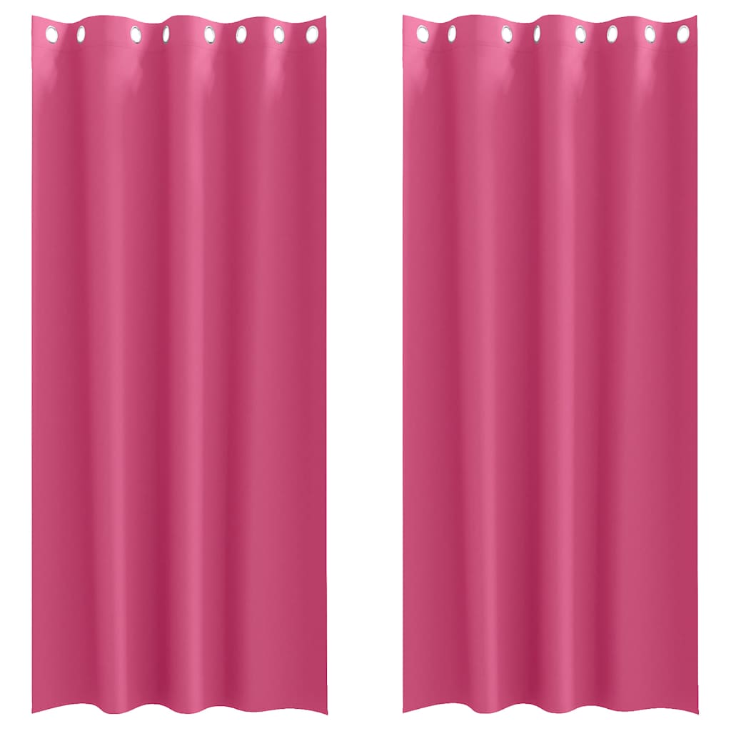 Tende Blackout con Anelli 2 pz Rosa Vivo 225 x 140 cm