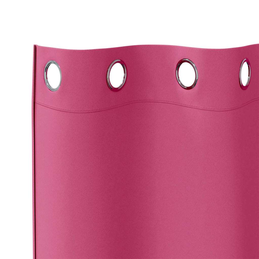 Tende Blackout con Anelli 2 pz Rosa Vivo 225 x 140 cm