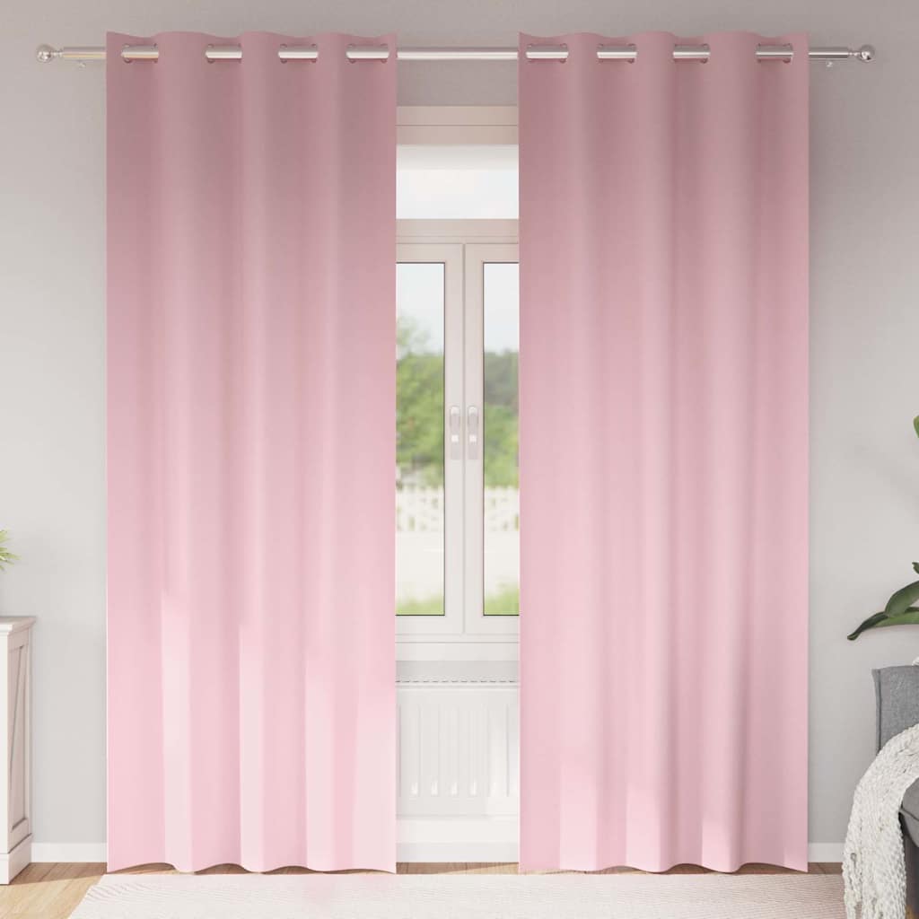 Tende Blackout con Anelli 2 pz Rosa baby 260 x 140 cm