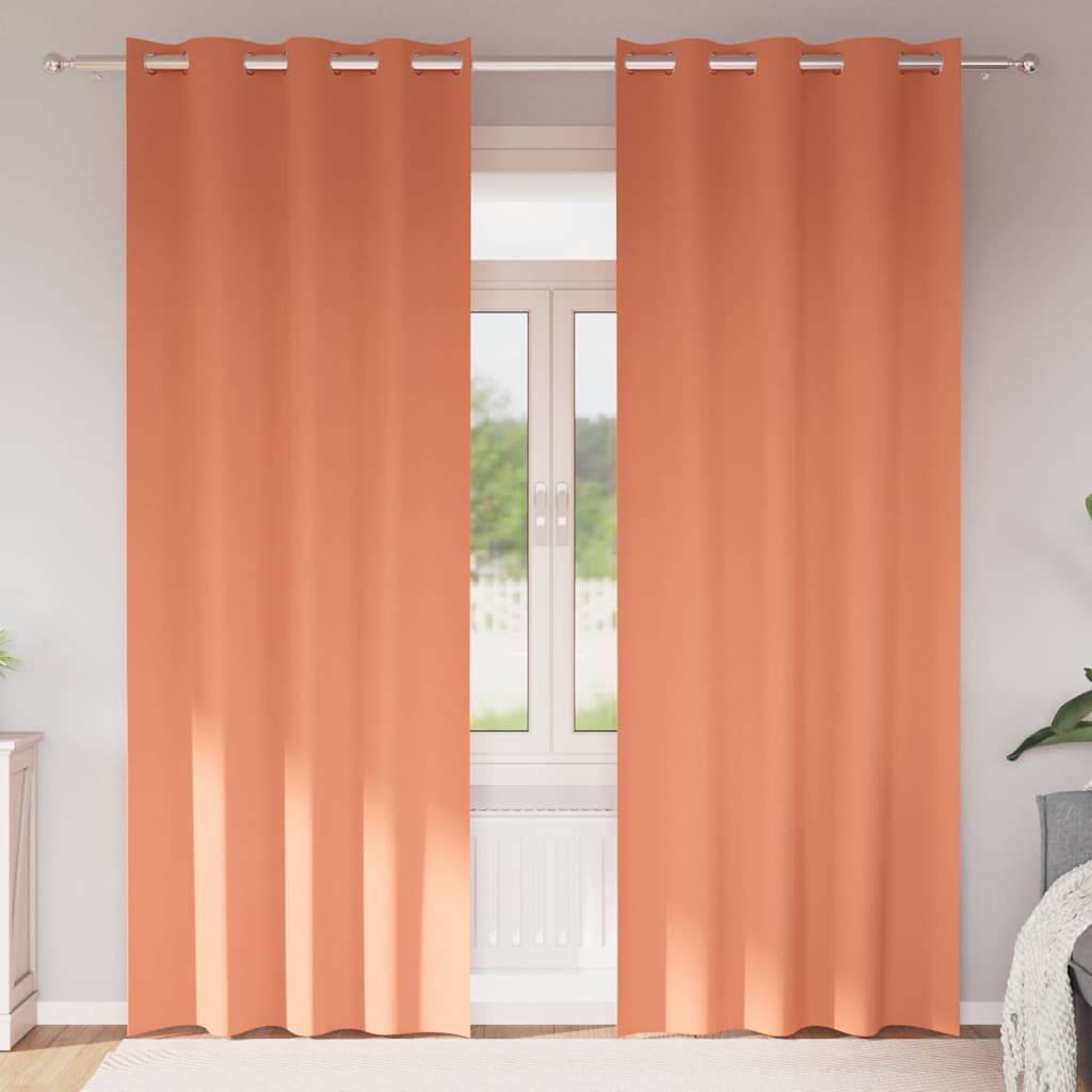 Tende Blackout con Anelli 2 pz Terracotta 260 x 140 cm