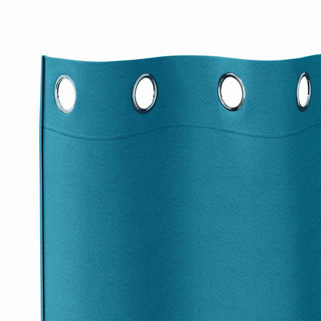 Tende Blackout con Anelli 2 pz Turchese 245 x 140 cm Poliestere