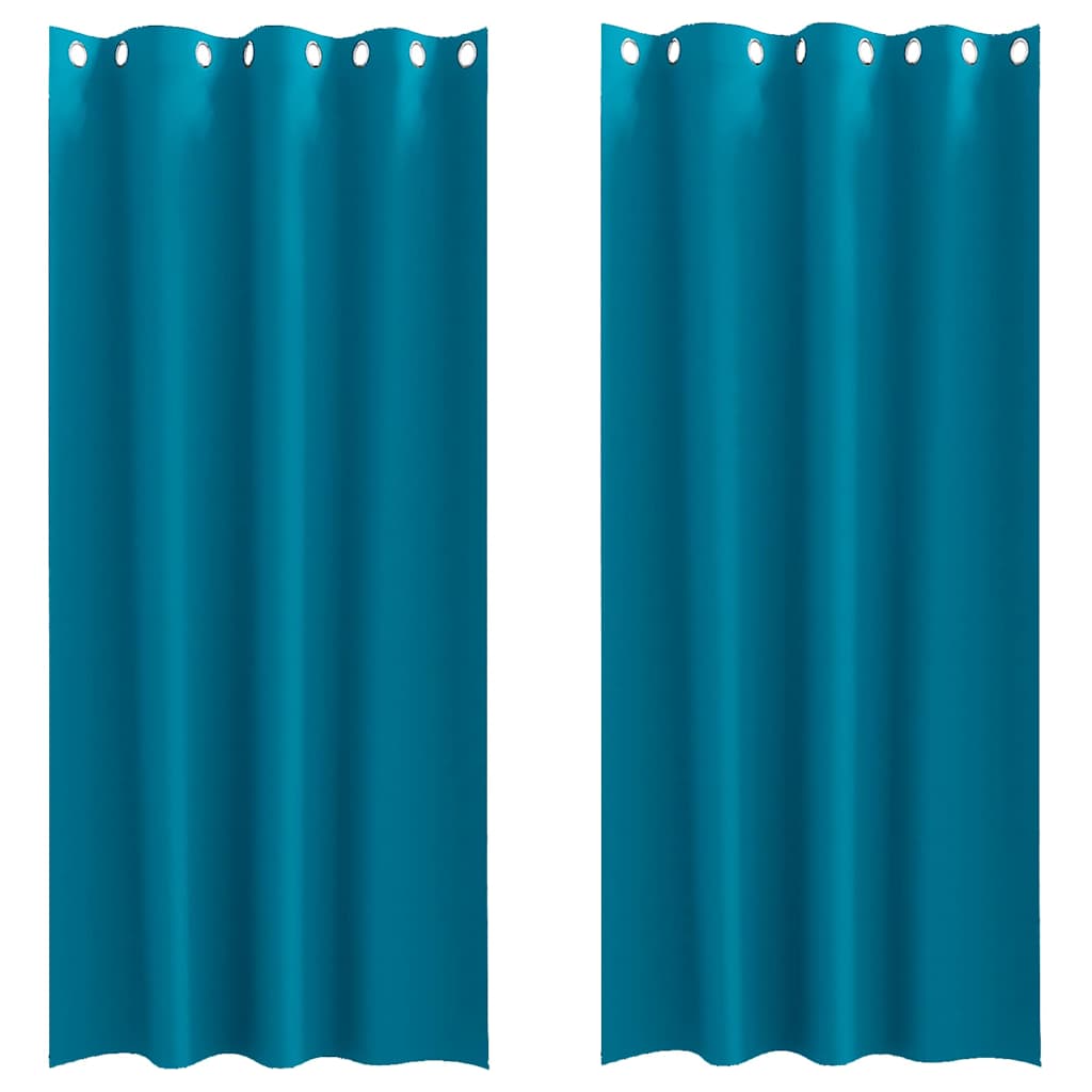 Tende Blackout con Anelli 2 pz Turchese 260 x 140 cm Poliestere
