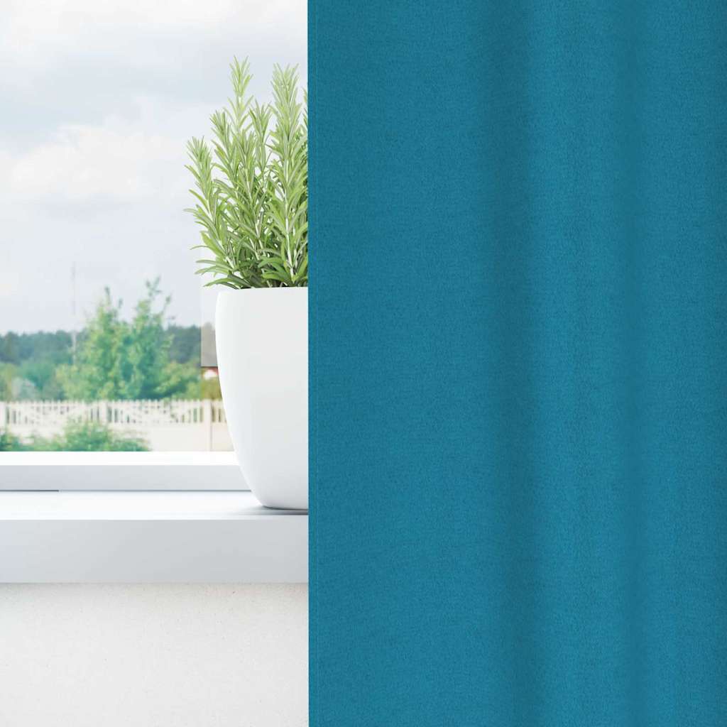 Tende Blackout con Anelli 2 pz Turchese 260 x 140 cm Poliestere