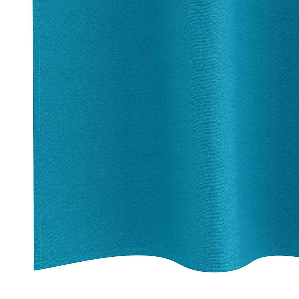 Tende Blackout con Anelli 2 pz Turchese 260 x 140 cm Poliestere