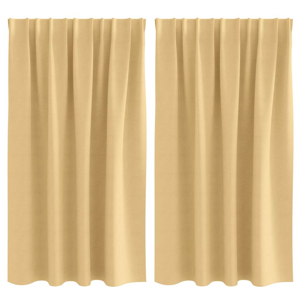 Tende Blackout con Anelli 2 pz Beige 140 x 140 cm Poliestere