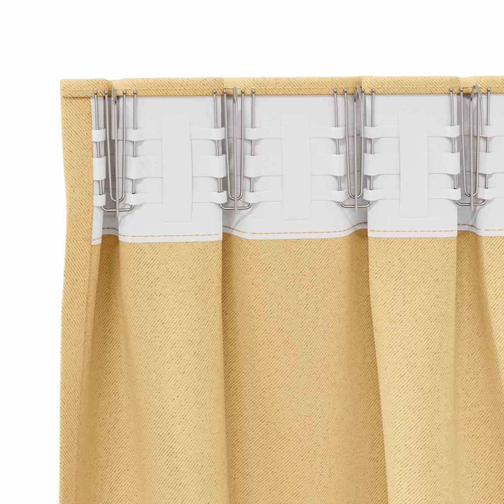 Tende Blackout con Anelli 2 pz Beige 140 x 140 cm Poliestere