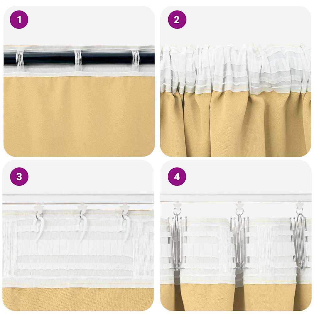 Tende Blackout con Anelli 2 pz Beige 140 x 140 cm Poliestere