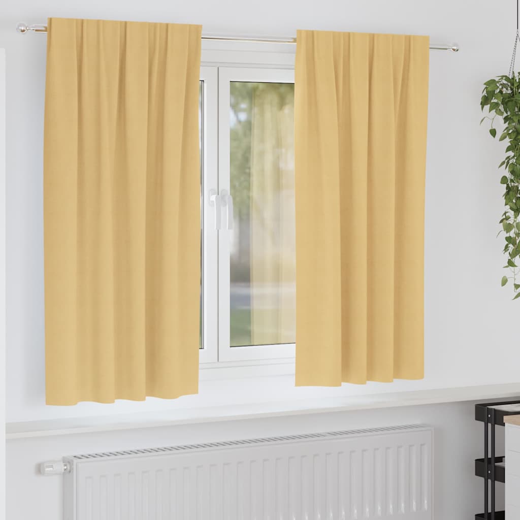 Tende Blackout con Anelli 2 pz Beige 175 x 140 cm Poliestere
