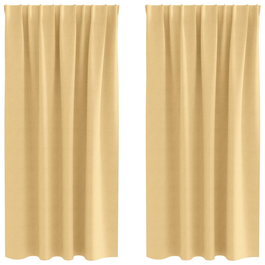 Tende Blackout con Anelli 2 pz Beige 175 x 140 cm Poliestere