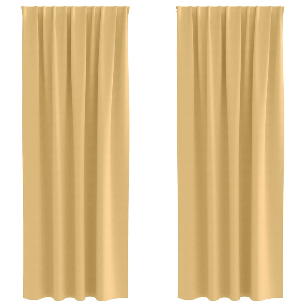 Tende Blackout con Anelli 2 pz Beige 225 x 140 cm Poliestere