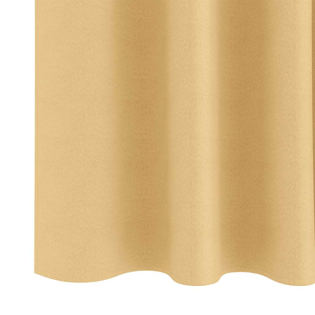 Tende Blackout con Anelli 2 pz Beige 225 x 140 cm Poliestere
