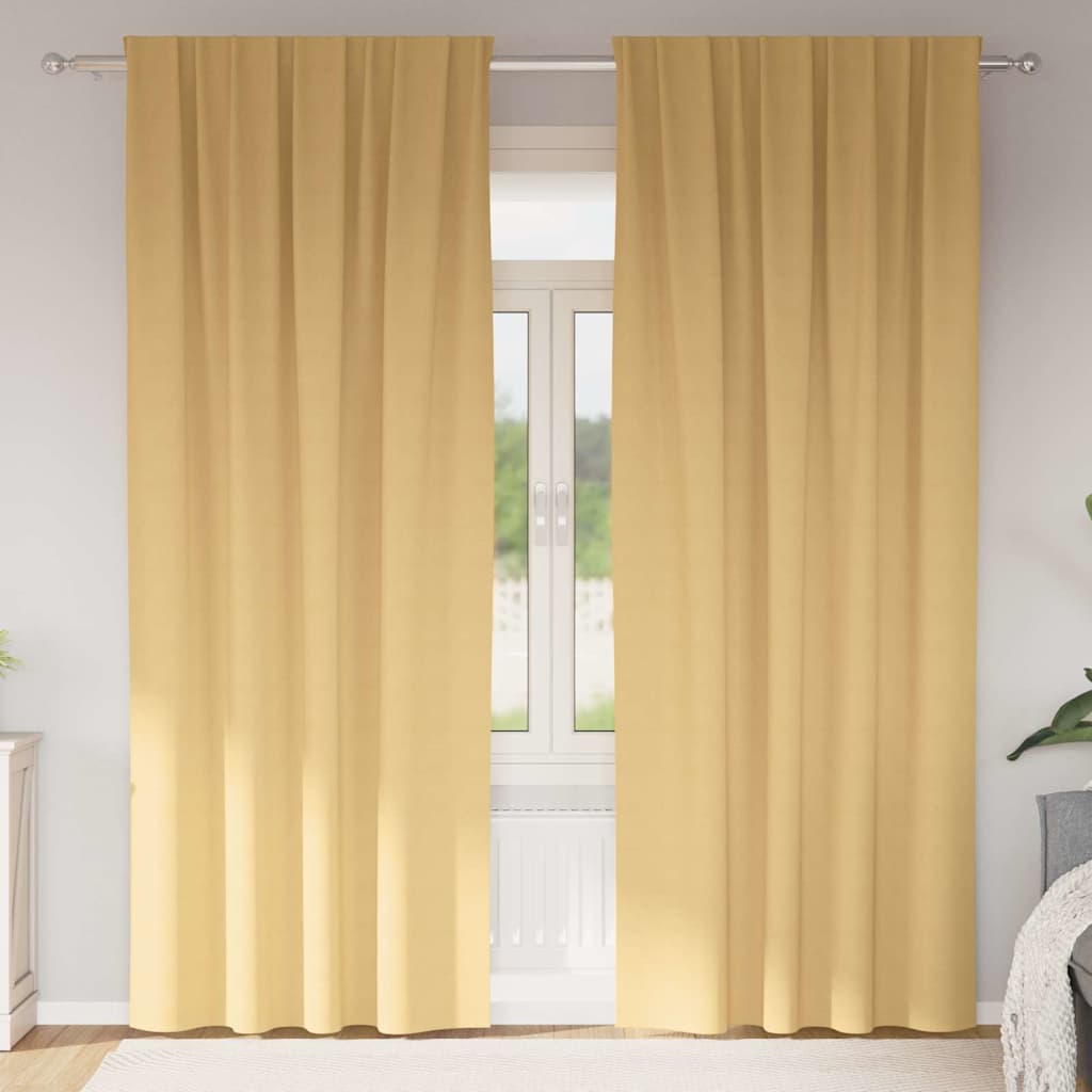 Tende Blackout con Anelli 2 pz Beige 245 x 140 cm Poliestere