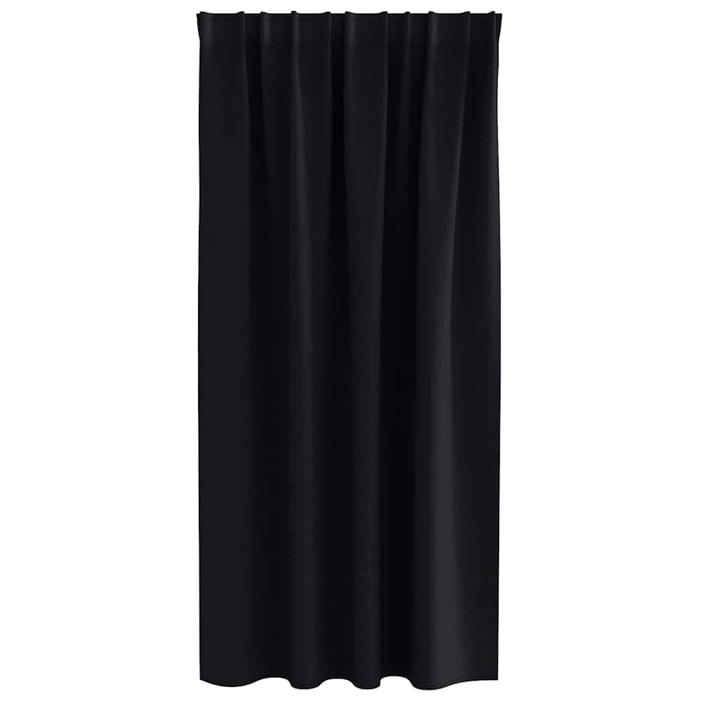 Tende Blackout con Anelli 2 pz Nero 175 x 140 cm Poliestere