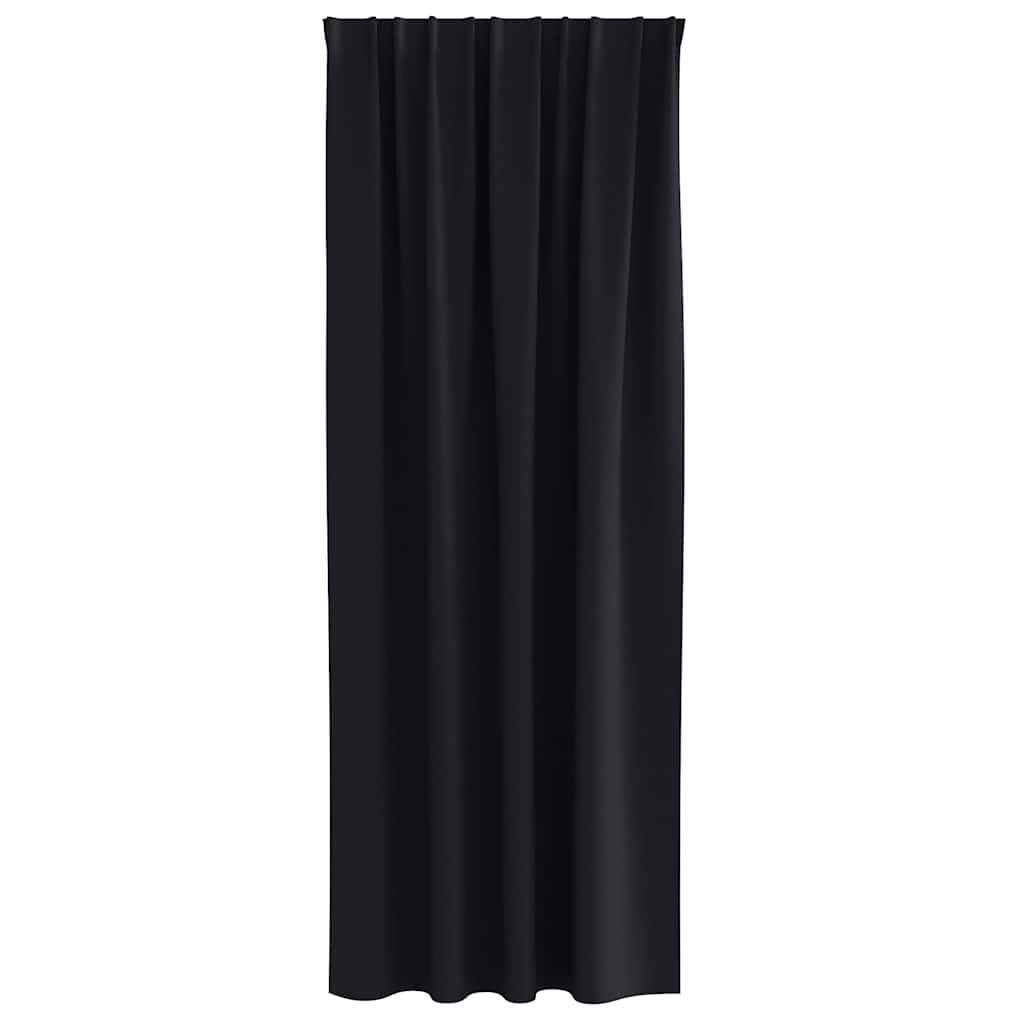 Tende Blackout con Anelli 2 pz Nero 260 x 140 cm Poliestere