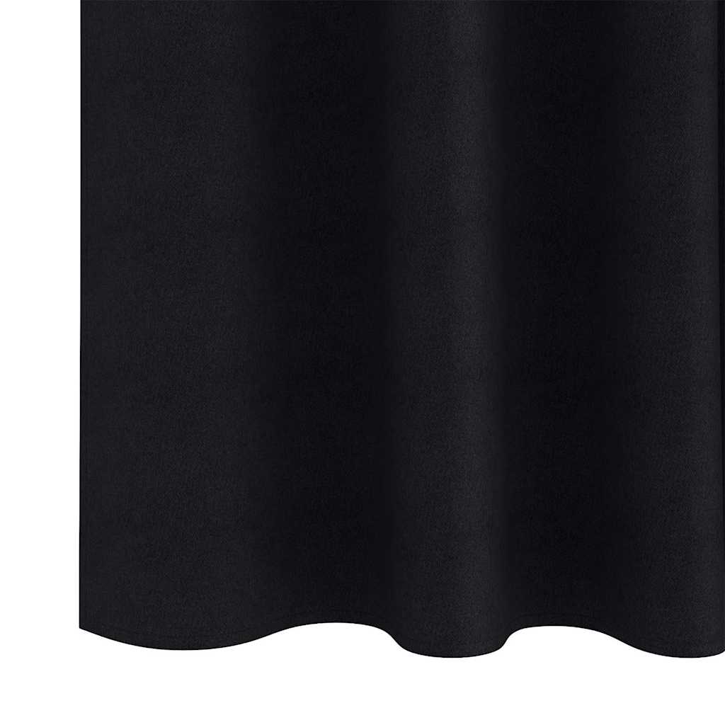 Tende Blackout con Anelli 2 pz Nero 260 x 140 cm Poliestere