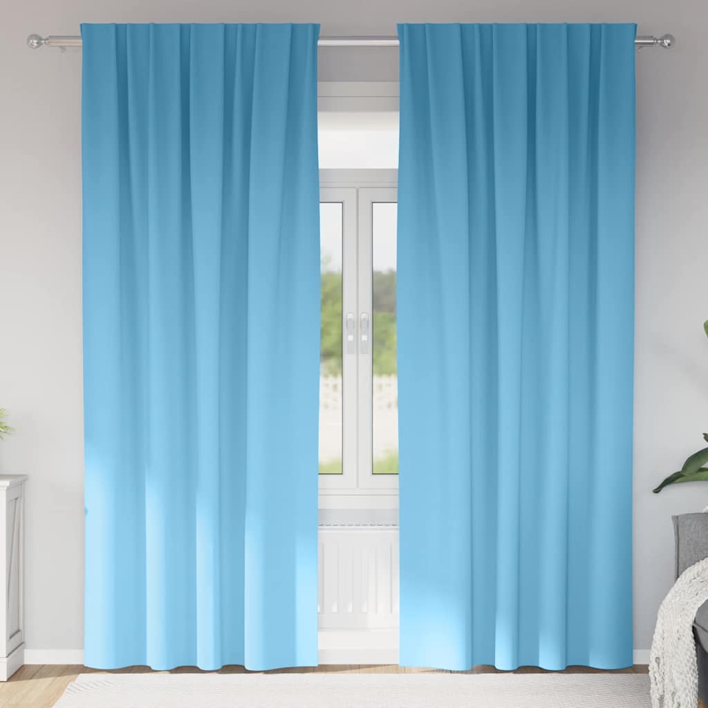 Tende Blackout con Anelli 2 pz Azzurro 225 x 140 cm Poliestere