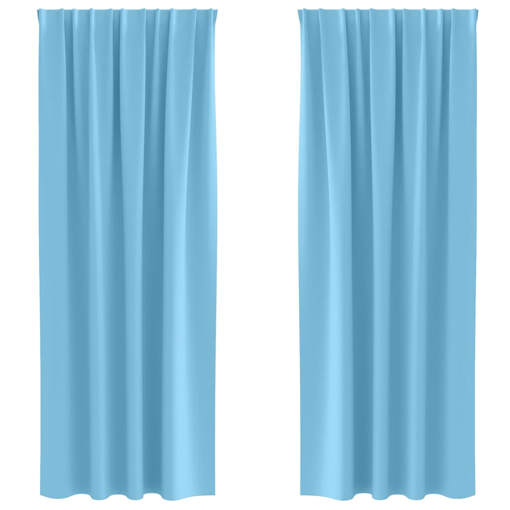Tende Blackout con Anelli 2 pz Azzurro 225 x 140 cm Poliestere