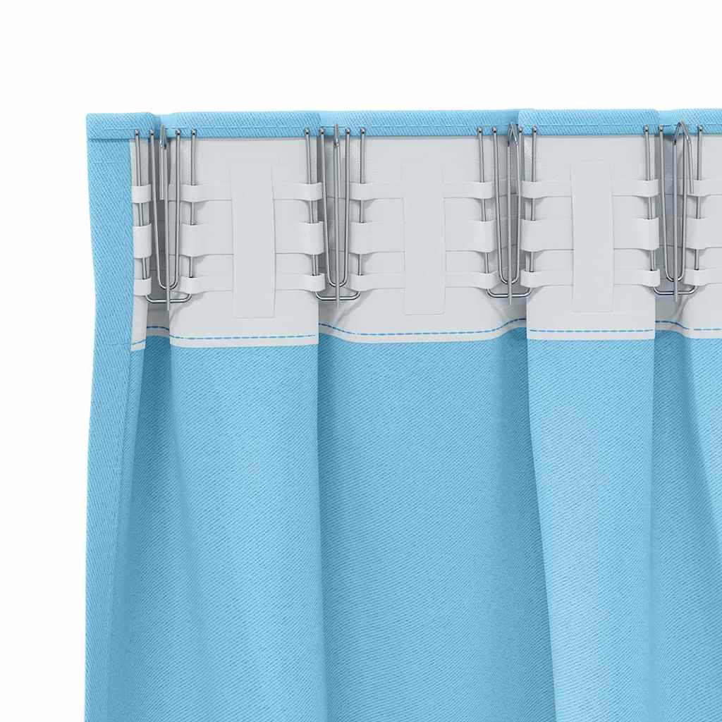 Tende Blackout con Anelli 2 pz Azzurro 225 x 140 cm Poliestere