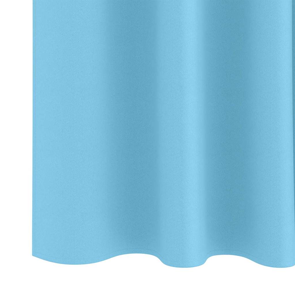 Tende Blackout con Anelli 2 pz Azzurro 260 x 140 cm Poliestere