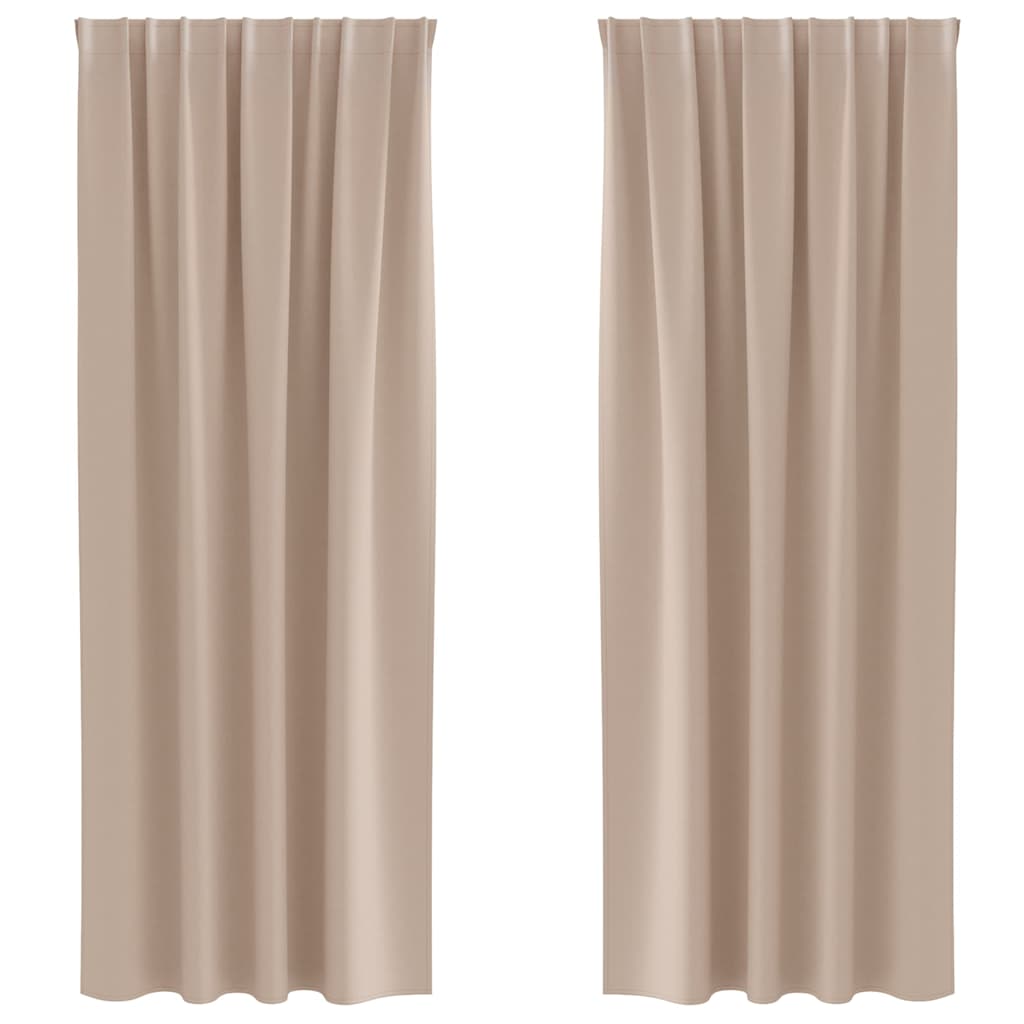 Tende Blackout con Anelli 2 pz Tortora 260 x 140 cm Poliestere