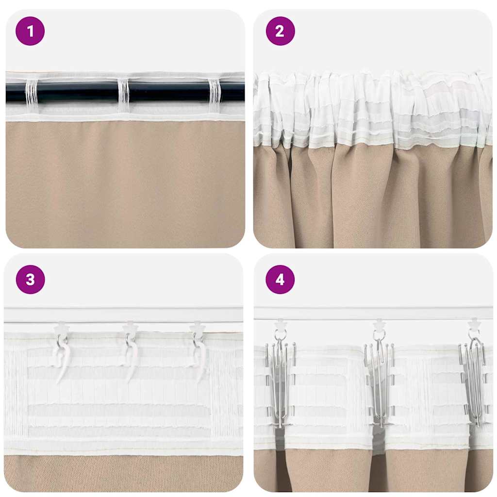 Tende Blackout con Anelli 2 pz Tortora 260 x 140 cm Poliestere