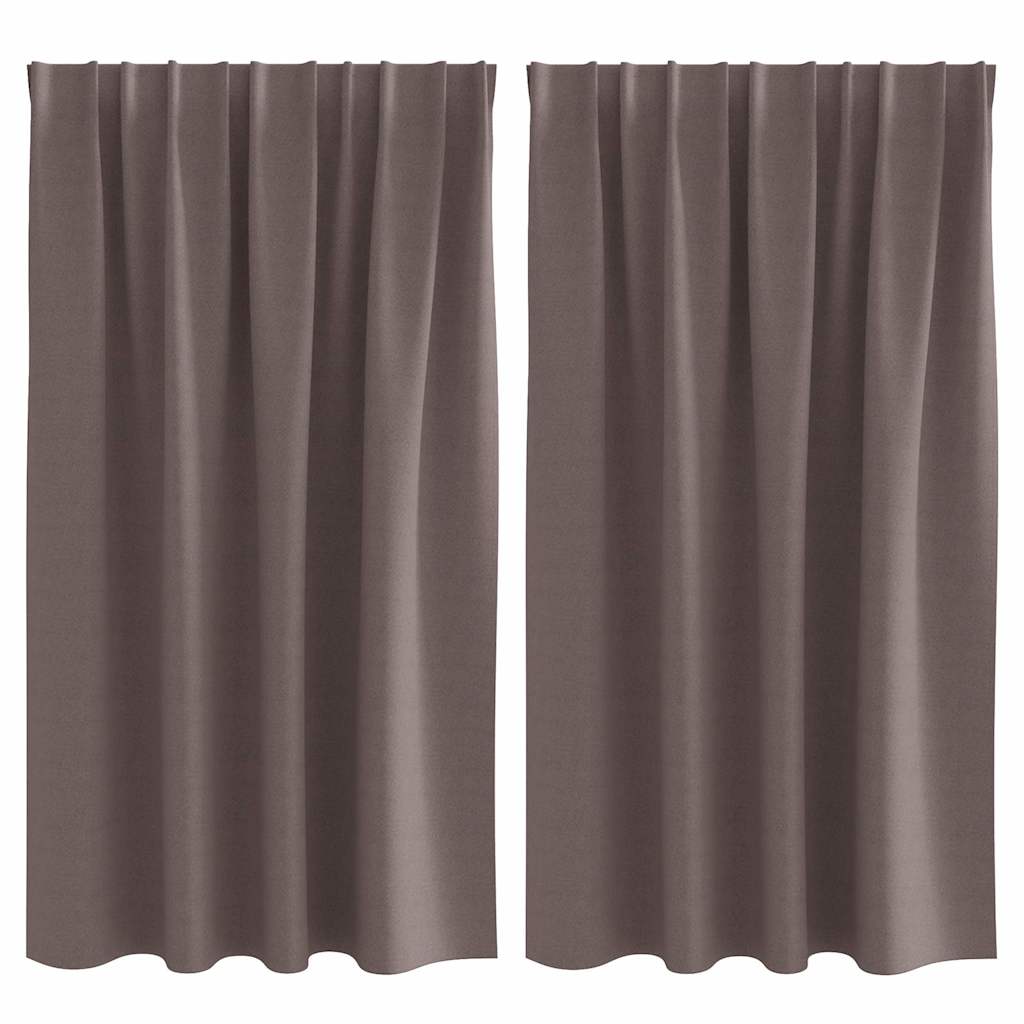 Tende Blackout con Anelli 2 pz Marrone Scuro 140 x 140 cm