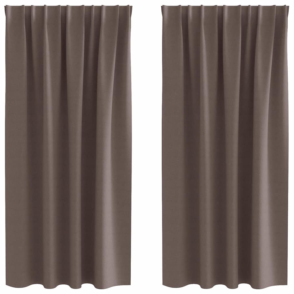 Tende Blackout con Anelli 2 pz Marrone Scuro 175 x 140 cm
