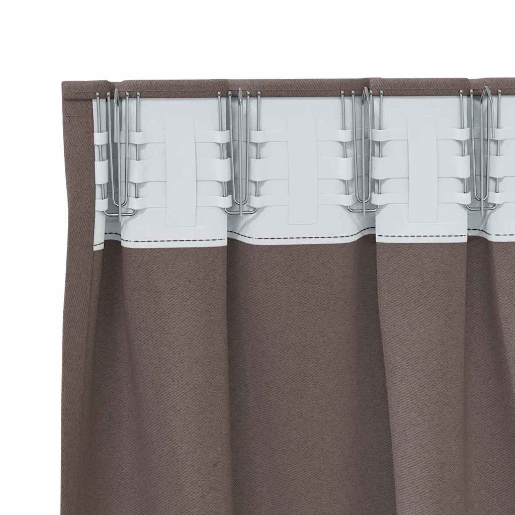 Tende Blackout con Anelli 2 pz Marrone Scuro 175 x 140 cm