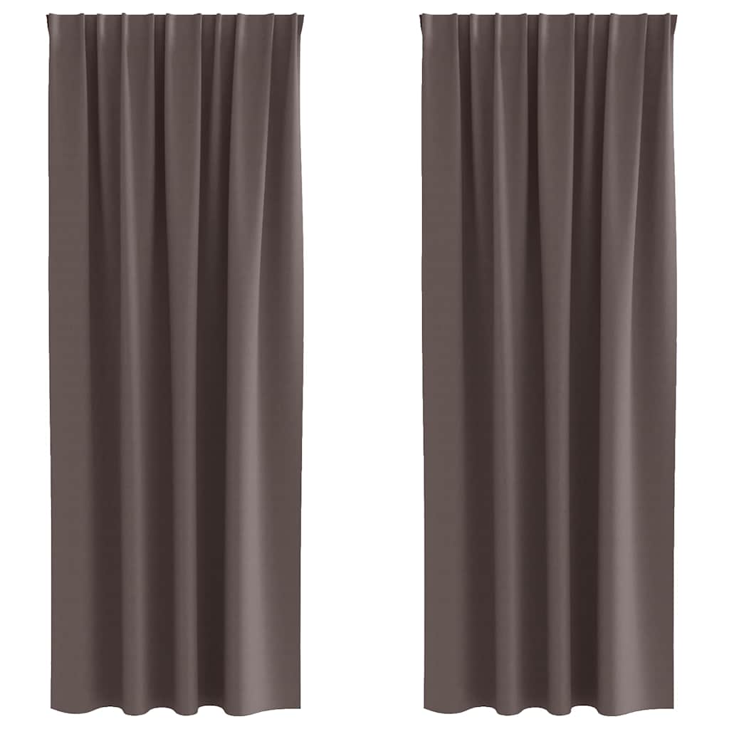 Tende Blackout con Anelli 2 pz Marrone Scuro 225 x 140 cm