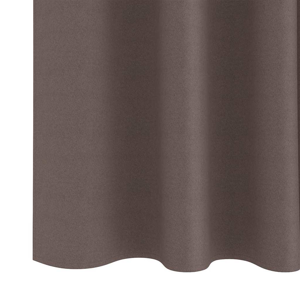Tende Blackout con Anelli 2 pz Marrone Scuro 260 x 140 cm