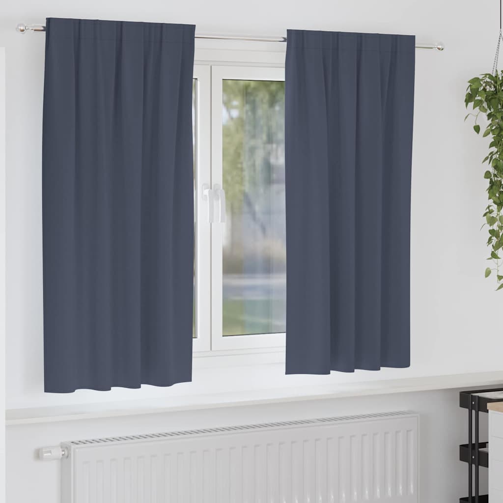 Tende Blackout con Anelli 2 pz Antracite 175 x 140 cm