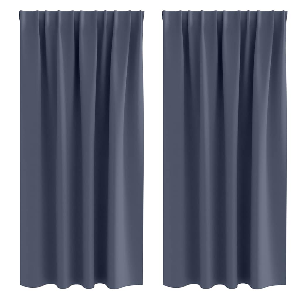 Tende Blackout con Anelli 2 pz Antracite 175 x 140 cm