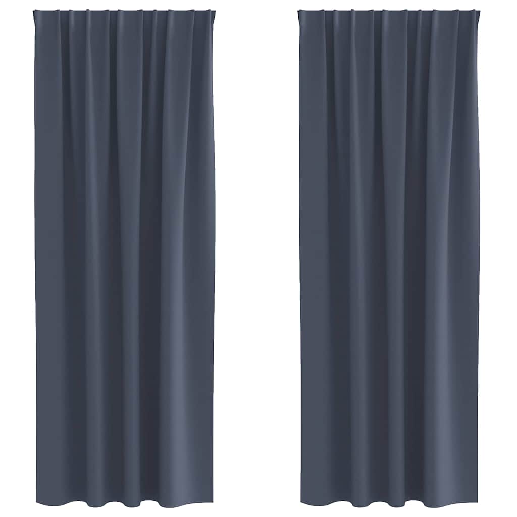 Tende Blackout con Anelli 2 pz Antracite 245 x 140 cm