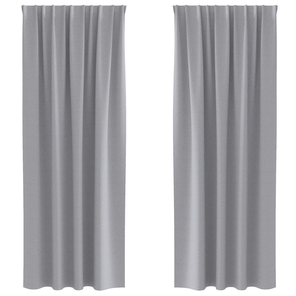Tende Blackout con Anelli 2 pz Grigio Chiaro 245 x 140 cm