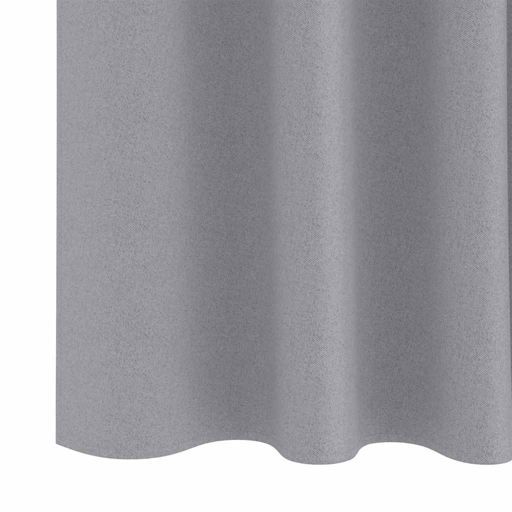 Tende Blackout con Anelli 2 pz Grigio Chiaro 245 x 140 cm