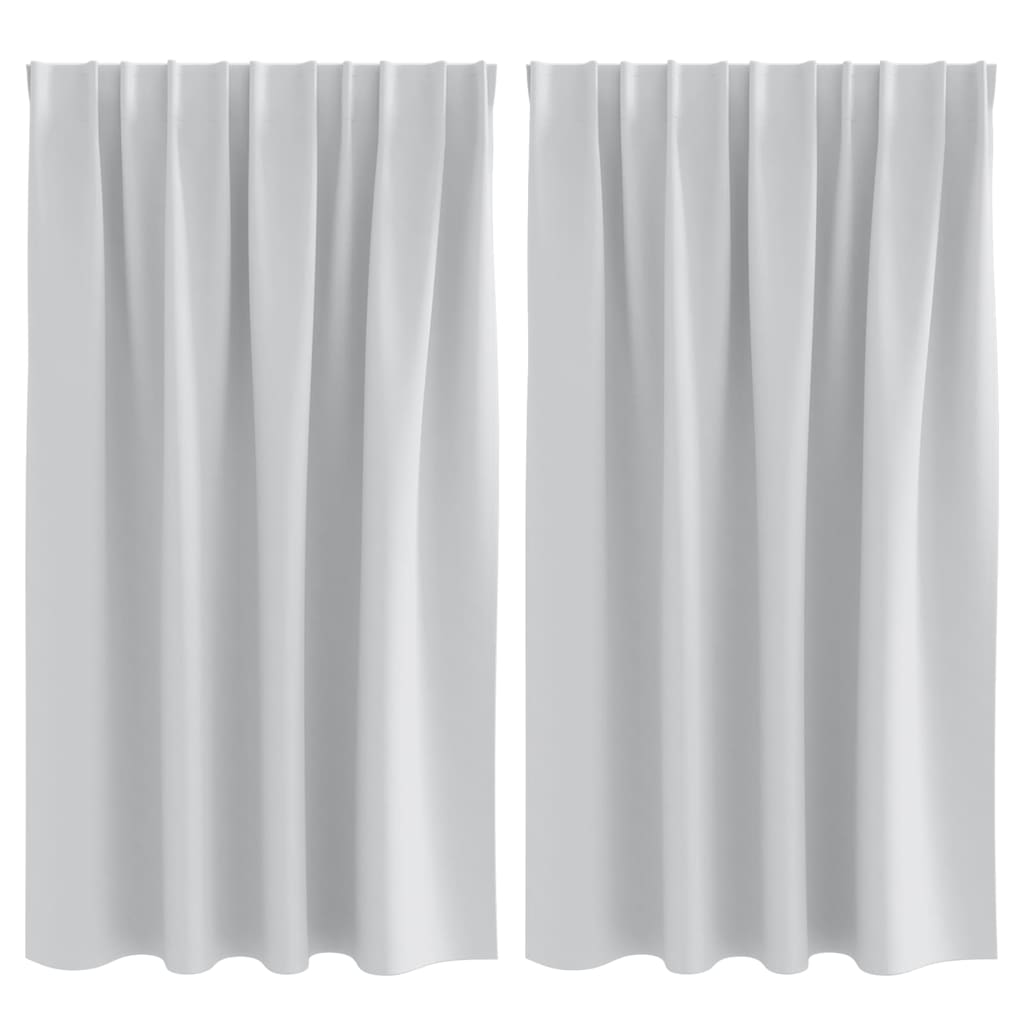 Tende Blackout con Anelli 2 pz Grigio Chiaro 140 x 140 cm