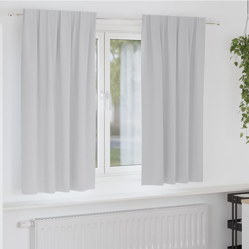 Tende Blackout con Anelli 2 pz Grigio Chiaro 175 x 140 cm