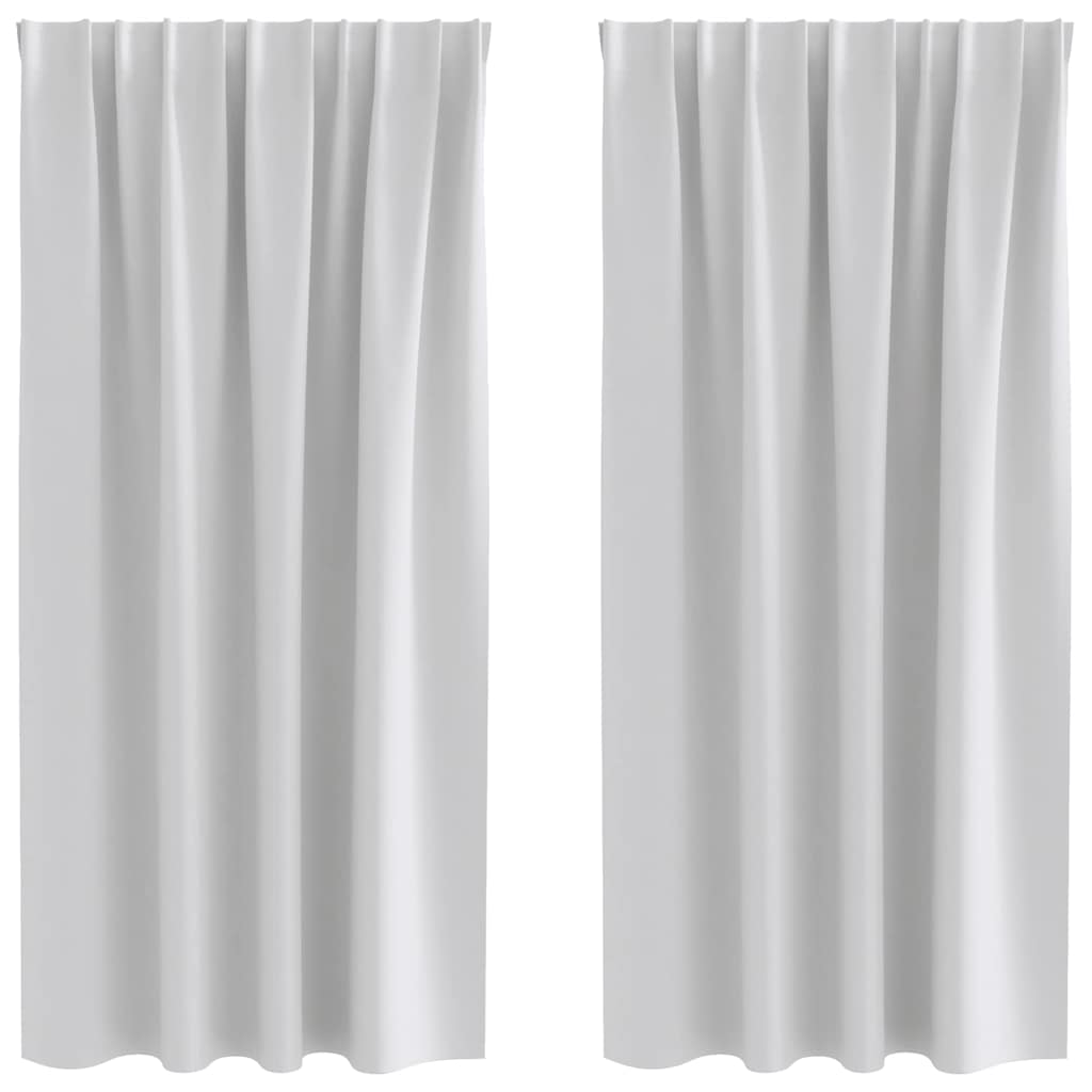 Tende Blackout con Anelli 2 pz Grigio Chiaro 175 x 140 cm