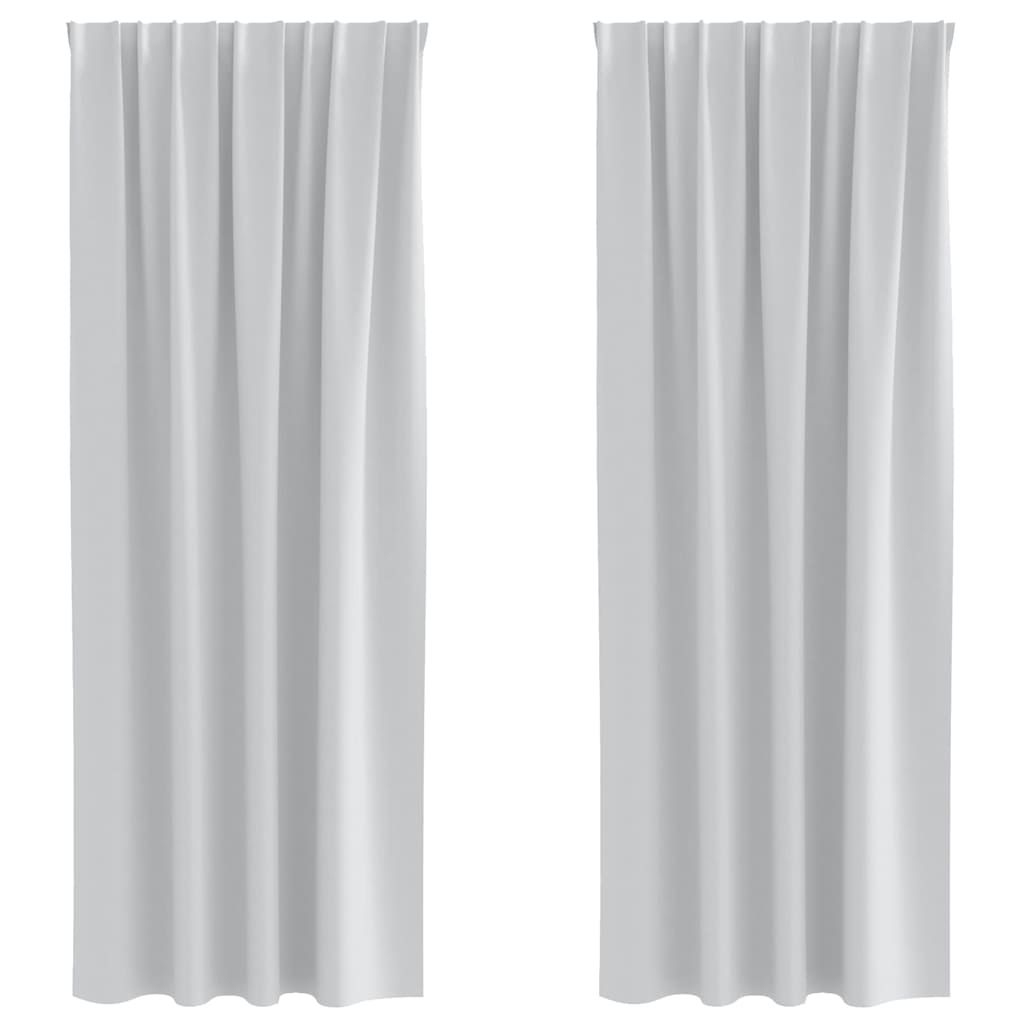 Tende Blackout con Anelli 2 pz Grigio Chiaro 245 x 140 cm