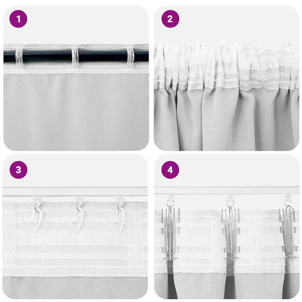 Tende Blackout con Anelli 2 pz Grigio Chiaro 245 x 140 cm
