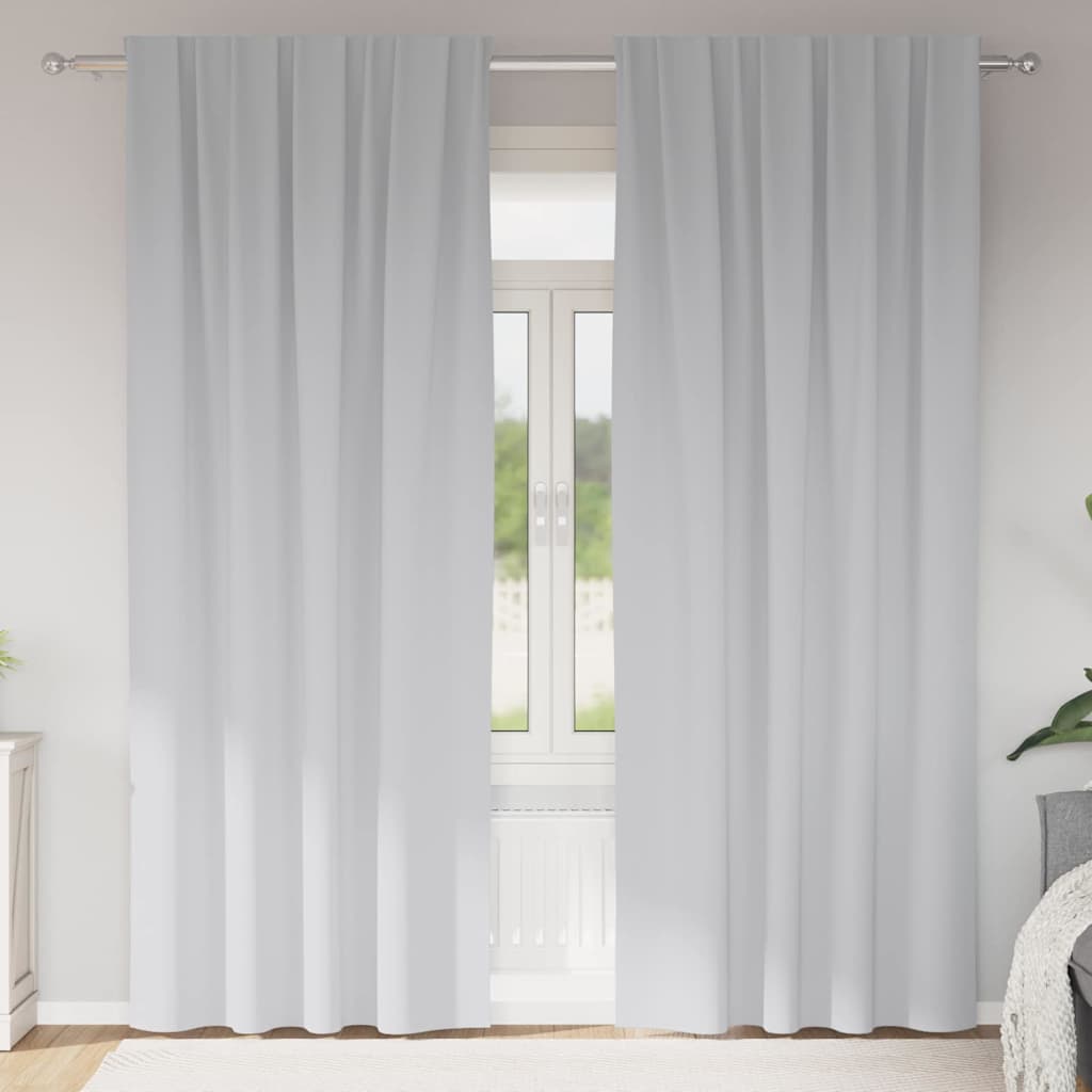 Tende Blackout con Anelli 2 pz Grigio Chiaro 260 x 140 cm