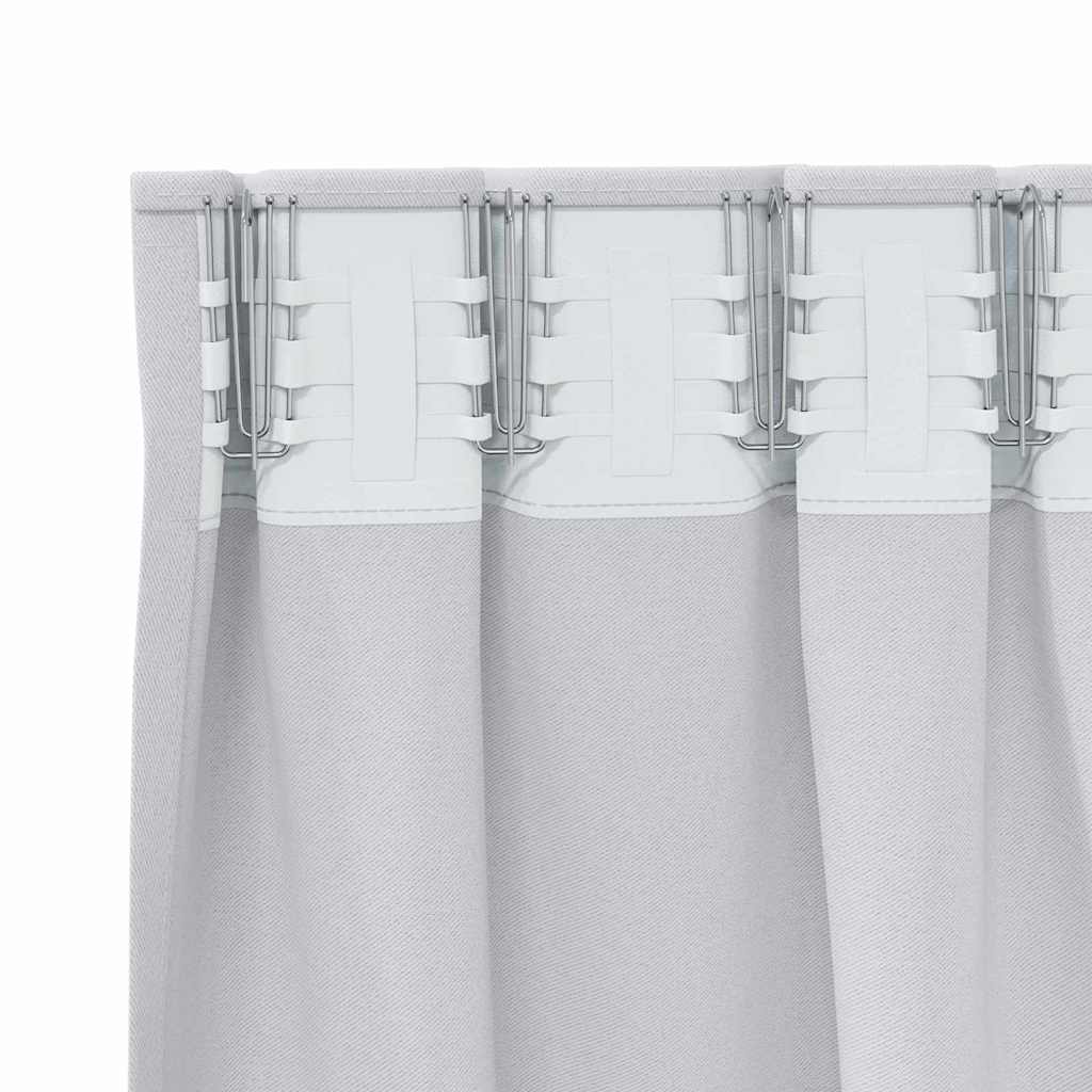 Tende Blackout con Anelli 2 pz Grigio Chiaro 260 x 140 cm