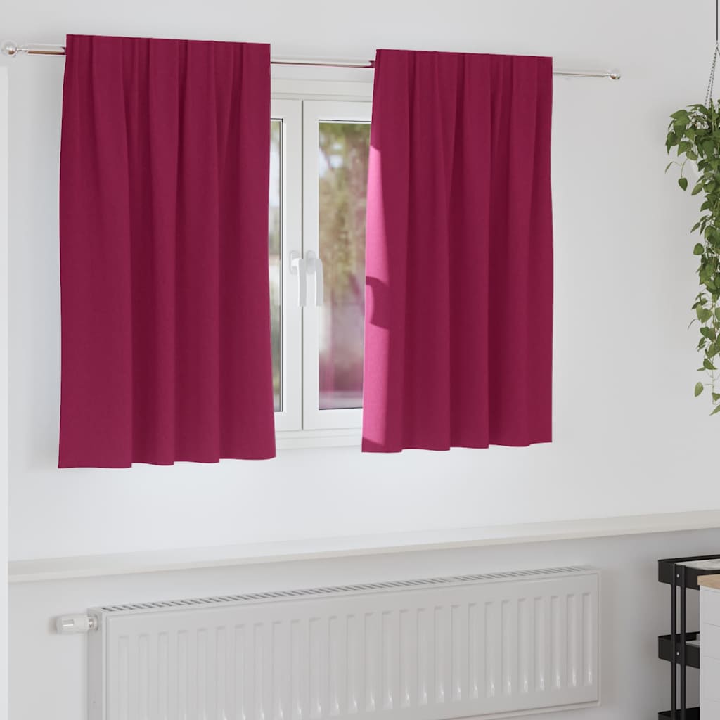 Tende Blackout con Anelli 2 pz Rosso Vino 140 x 140 cm