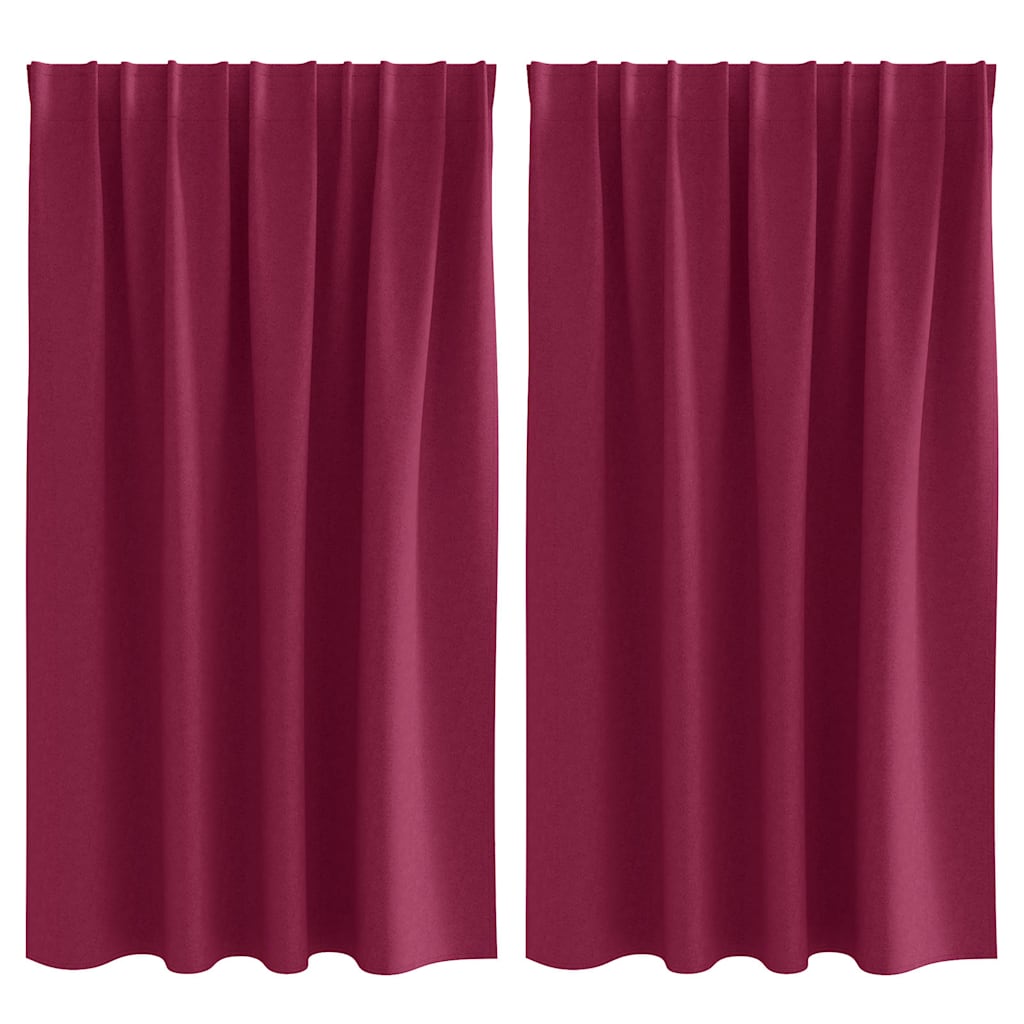Tende Blackout con Anelli 2 pz Rosso Vino 140 x 140 cm